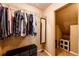 Walk-in closet with clothing rack and mirror, providing storage and dressing convenience at 2459 S Xanadu Way # B, Aurora, CO 80014