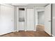 Bedroom closet includes convenient in-unit washer and dryer and closet storage at 350 Detroit St # 107, Denver, CO 80206