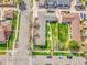 Aerial view of a single-story home with manicured landscaping and street access at 4201 Shoshone St, Denver, CO 80211