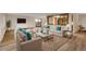 Stylishly furnished living room with comfortable seating, modern decor, wood floors, and access to a balcony at 13961 E Marina Dr # 409, Aurora, CO 80014