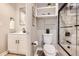 Well-lit bathroom features modern fixtures and a shower-tub combination at 3750 S Fairplay Way, Aurora, CO 80014