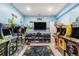 Basement game room with video arcade games and equipment at 2627 Hillcroft Ln, Castle Rock, CO 80104