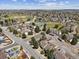 Community aerial view with beautiful landscaping, nearby park, and convenient street parking at 4117 S Mobile Cir # C, Aurora, CO 80013