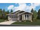 Craftsman style single-Gathering home boasts stone and gray siding, complemented by an attached two-car garage at 4601 Thistle Dr, Brighton, CO 80601