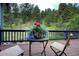 Relaxing outdoor deck with comfortable seating and beautiful views of the forest at 2191 Baldy Ln, Evergreen, CO 80439