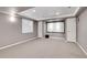 Finished basement entertainment room with large movie screen and neutral carpeting at 2889 Windridge Cir, Highlands Ranch, CO 80126
