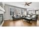 Comfortable living room featuring hardwood floors, ample natural light, and an open-concept layout at 2889 Windridge Cir, Highlands Ranch, CO 80126