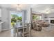 Cozy dining area with a chandelier and view of the landscaped backyard at 1121 W Kettle Ave, Littleton, CO 80120