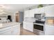 Modern kitchen with stainless steel appliances, ample counter space, and white cabinetry at 1121 W Kettle Ave, Littleton, CO 80120