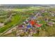 Scenic aerial view of a neighborhood and lush green golf course highlighting community living at 42225 Kingsmill Cir, Elizabeth, CO 80107
