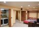 Basement space with laundry area, bedroom, and office space with recessed lighting at 17595 E Wesley Pl, Aurora, CO 80013