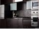 Close up of modern kitchen with stainless steel appliances and dark cabinets at 2900 Inca St # 7, Denver, CO 80202