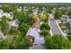Aerial view of a home nestled among mature trees in a suburban neighborhood at 17372 E Prentice Cir, Centennial, CO 80015