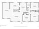 First floor plan displaying layout with dimensions of living room, kitchen, bedrooms and bathroom at 2237 S Lowell Blvd, Denver, CO 80219