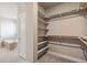 Spacious walk-in closet featuring ample shelving space for organized storage with carpeted floor at 21295 E 61St Dr, Aurora, CO 80019