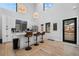 Modern kitchen with a large island, stainless steel appliances, and lots of counter seating at 379 Rainbow Rd, Idaho Springs, CO 80452