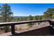 Scenic view from a wooden deck showing mountains and trees in the background, providing a sense of tranquility at 2851 Interlocken Dr, Evergreen, CO 80439