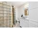 Bathroom with glass block shower and vessel sink at 2222-2224 Hooker St, Denver, CO 80211