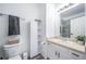 Bathroom featuring a single sink, toilet and shower with glass doors at 12069 Monaco Ct, Brighton, CO 80602