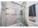 A detailed view of the bathroom shower at 12069 Monaco Ct, Brighton, CO 80602