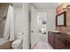 Bathroom with a vanity, sink, mirror and shower at 4222 Serenade Rd, Castle Rock, CO 80104