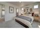 Cozy bedroom featuring stylish decor, and a connecting bathroom for added privacy at 13079 E 103Rd Pl, Commerce City, CO 80022