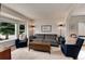 Cozy living room featuring large bay window, neutral paint, and comfortable seating arrangement at 11056 W Rowland Ave, Littleton, CO 80127