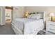 Comfortable main bedroom with large bed, bedside tables, and ensuite bathroom access at 1762 Red Fox Pl, Highlands Ranch, CO 80126