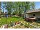 Lush backyard with garden beds, a swing set, and a covered patio area ideal for relaxation at 5674 S Prescott St, Littleton, CO 80120