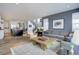 Open-concept living area showcasing a modern kitchen, cozy living room and hardwood floors at 6610 Barnstead Dr, Castle Pines, CO 80108