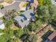 Overhead shot of a house nestled among lush trees and greenery, featuring a spacious backyard with a deck at 3308 W 11Th Avenue Pl, Broomfield, CO 80020
