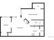 Two-bedroom, one-bathroom floor plan featuring a spacious living room and kitchen at 1825 Kendall St # 215, Lakewood, CO 80214