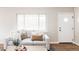 Cozy living room with plush sofa, accent pillows, and natural light from a large window at 2340 Jamaica St, Aurora, CO 80010