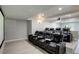 Home theater boasts leather recliners, sconce lighting, and a large screen at 7400 S Genoa Cir, Centennial, CO 80016