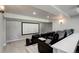 Home theater has leather recliners, sconce lighting, and a large screen at 7400 S Genoa Cir, Centennial, CO 80016