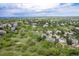 Aerial view of a desirable neighborhood with mature trees, well-maintained homes, and lush surroundings at 920 Shady Oak Ln, Castle Pines, CO 80108