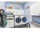 Bright laundry room with washer, dryer, and ample storage at 5731 Boston Ct, Denver, CO 80238