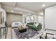 Basement living room with plush seating, an area rug, and modern decor throughout at 20033 Silver Ranch Rd, Conifer, CO 80433