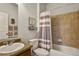 Clean bathroom with tub, shower, and updated vanity at 17630 Water Flume Way, Monument, CO 80132