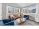 Cozy living room with vaulted ceilings, large windows, comfortable seating, and modern decor at 6001 S Yosemite St # H204, Greenwood Village, CO 80111