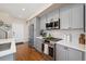 Well-equipped kitchen featuring stainless steel appliances, gray cabinets, and modern finishes at 1691 W 66Th Ave, Denver, CO 80221