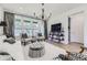 Bright living room featuring stylish furniture, modern decor, and a seamless flow to other living spaces at 15919 Xanthia Way, Thornton, CO 80602