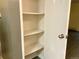 An organized closet with shelving, ideal for maximizing storage and keeping items tidy at 3124 S Wheeling Way # 102, Aurora, CO 80014