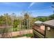Outdoor deck view featuring table, umbrella, and mountain views surrounded by Aspen trees at 25808 Sunrise Ln, Golden, CO 80401