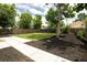 Serene backyard with a concrete path, mulch, and a sturdy wooden fence at 10792 Moore St, Broomfield, CO 80021