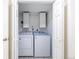 Convenient laundry closet with white washer and dryer units, offering practicality and functionality at 11524 Marshall Ct, Broomfield, CO 80020
