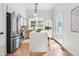 Modern kitchen featuring stainless steel appliances, a center island with seating, and plenty of counter space at 2275 S Yosemite Cir, Denver, CO 80231