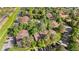 Aerial view highlighting a beautiful complex with mature trees, landscaping, parking, and a pool at 1758 S Pitkin Cir # A, Aurora, CO 80017
