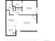 Floor plan showing living room, dining area, kitchen, bedroom, bath, and walk in closet at 1758 S Pitkin Cir # A, Aurora, CO 80017