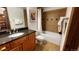 Bathroom with granite vanity and shower/tub combo at 555 S Park Ave # 202, Breckenridge, CO 80424